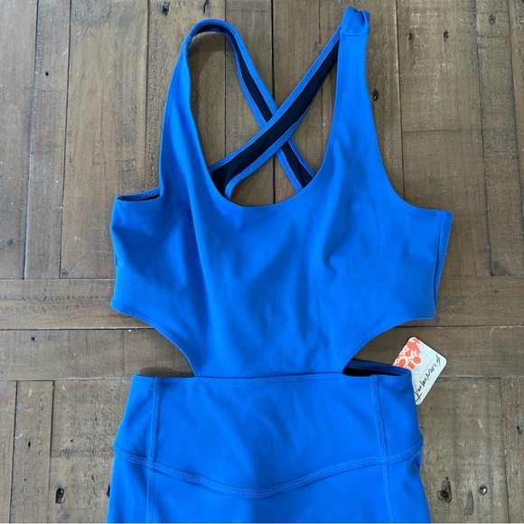Free People Back it Up One Piece Small Pool Blue Med Impact Gym Workout Run NWT - Picture 5 of 11
